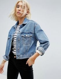 ASOS DESIGN denim jacket in midwash blue at asos com at Asos